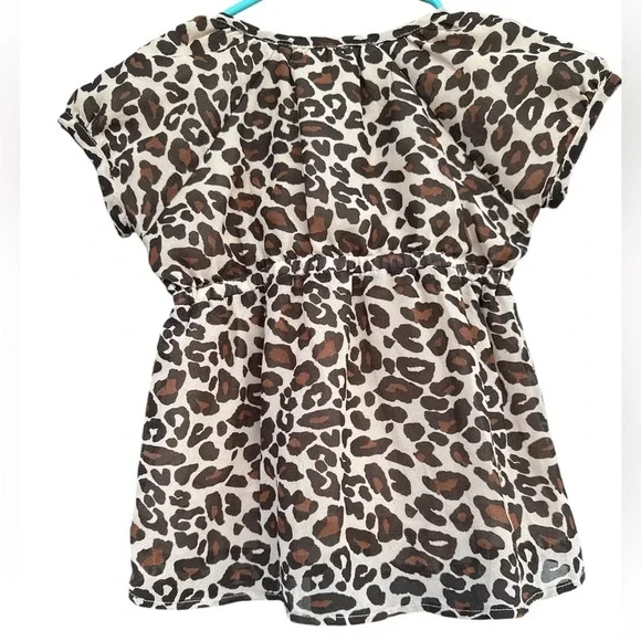 3/$20 Gymboree Girls Leopard Print Button-Up Top - Size 6 Brown Animal Print - Picture 2 of 6